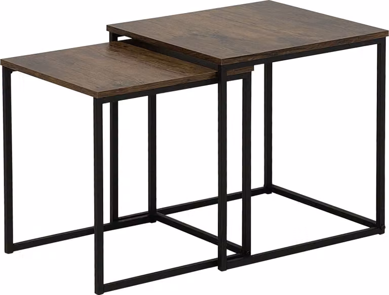 BELIANI Set di 2 tavolini da caffè in legno scuro struttura in metallo nero stile industriale soggiorno
