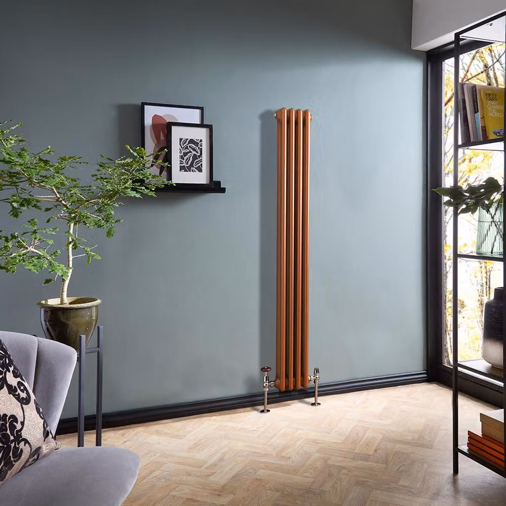 Radiatore Tradizionale Verticale a Doppia Colonna - Rame Metallizzato - 1500mm x 200mm - Regent by Hudson Reed