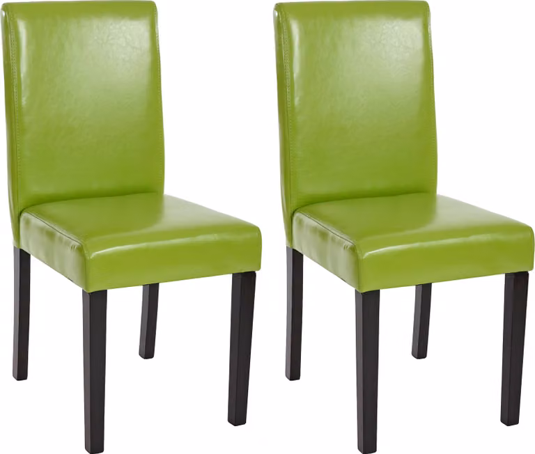 Set di 2 sedie da sala da pranzo Sedie da cucina classiche e intramontabili | A x L x P 90 x 43 x 56 cm | Altezza seduta 45 cm | Simile pelle | Gambe scure | Verde