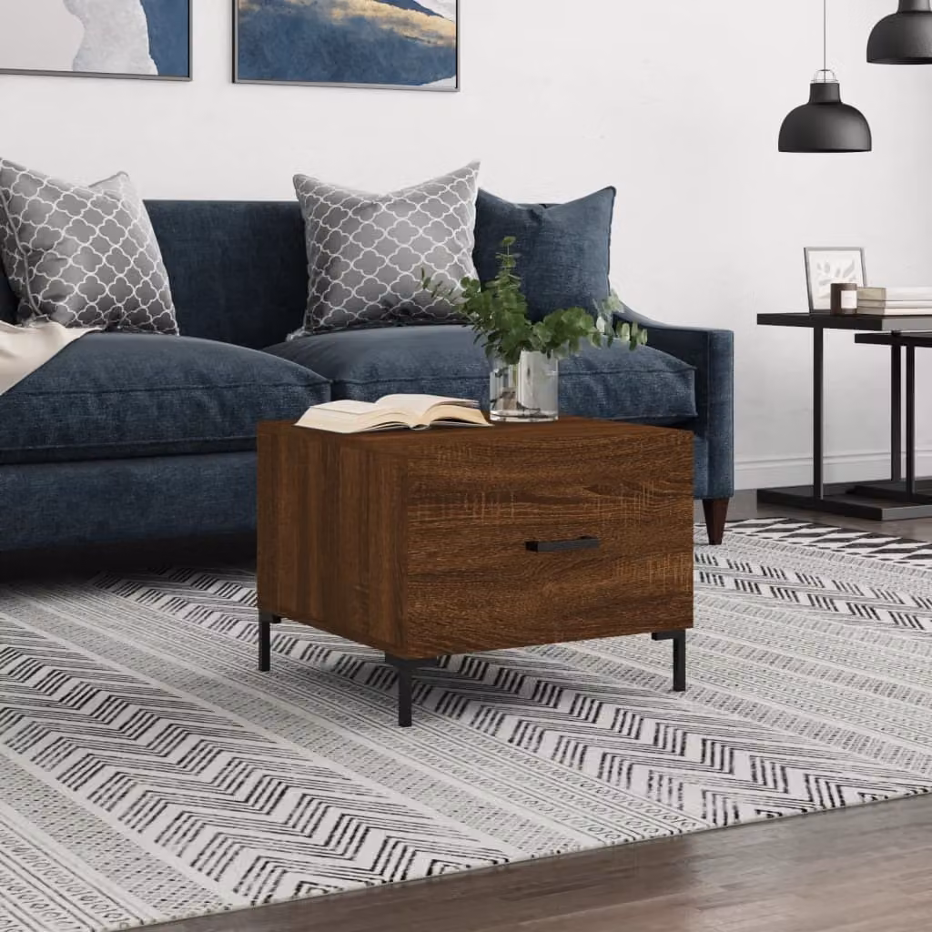Tavolino The Living Store in rovere marrone 50x50x40 cm materiale a base di legno