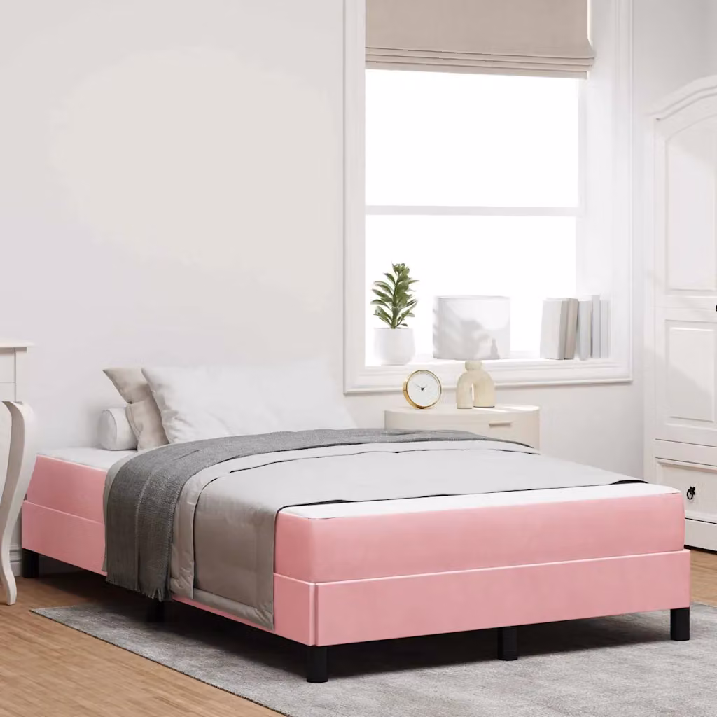 Letto con materasso a molle vidaXL in tessuto rosa L 120 x P 200 cm – 1