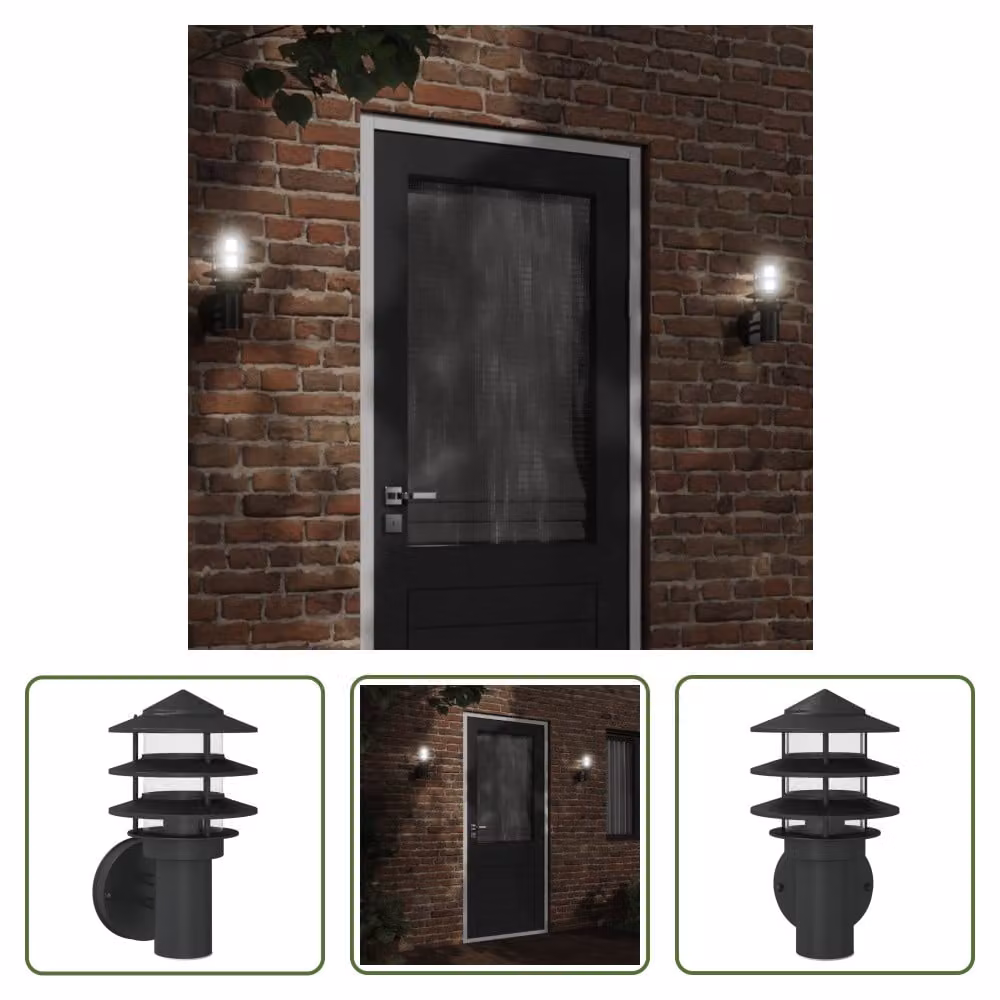 The Living Store Applique da esterno in acciaio inox nero