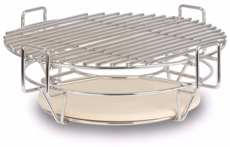 Sistema di cottura versatile per barbecue a carbone con un diametro di 39 cm. Griglia in acciaio inossidabile con 3 livelli, comprensiva di griglia e pietra per pizza