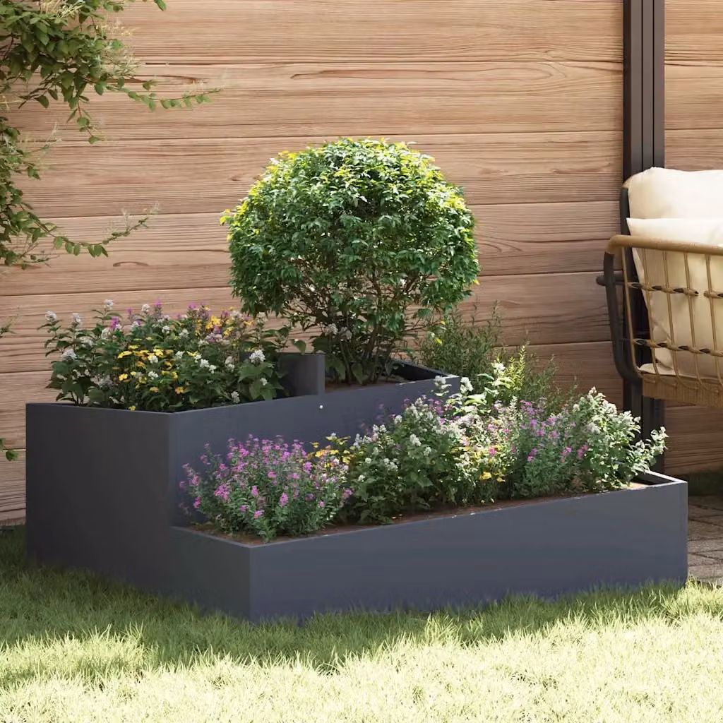 Fioriera a cassetta in metallo per giardino Design In, colore Antracite, L: 100 cm, P: 100 cm, H: 50 cm – 2