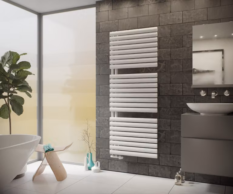 Scaldasalviette aperto su un lato Radiatore da bagno profilo ovale XIMAX Fortuna-Open Bianco Altezza 1802 mm, larghezza 500 mm 871 Watt