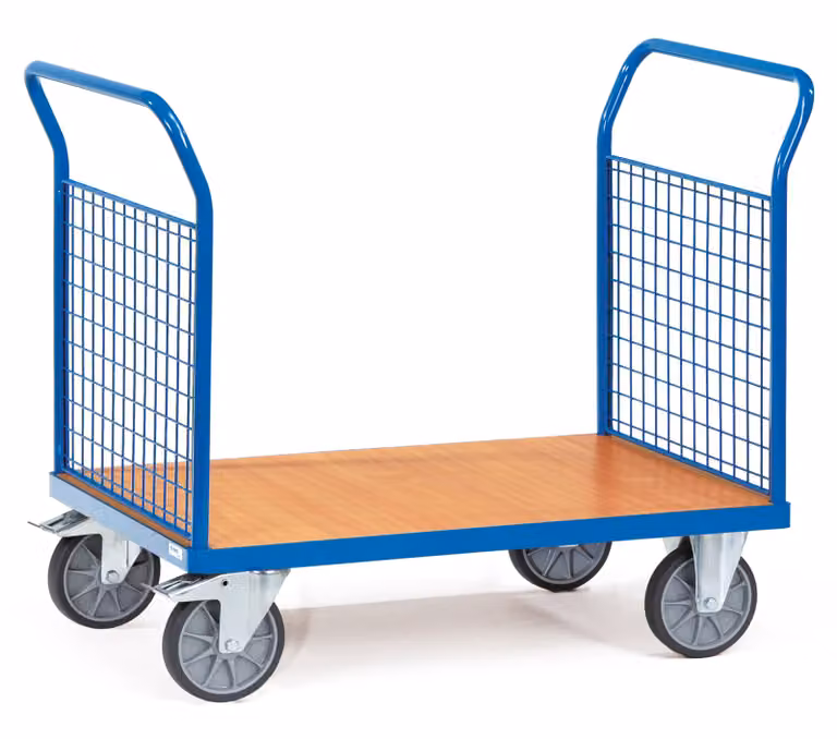 Carrello Fetra Multivario a doppia parete terminale in decoro faggio con rete metallica 1000x700mm area di carico