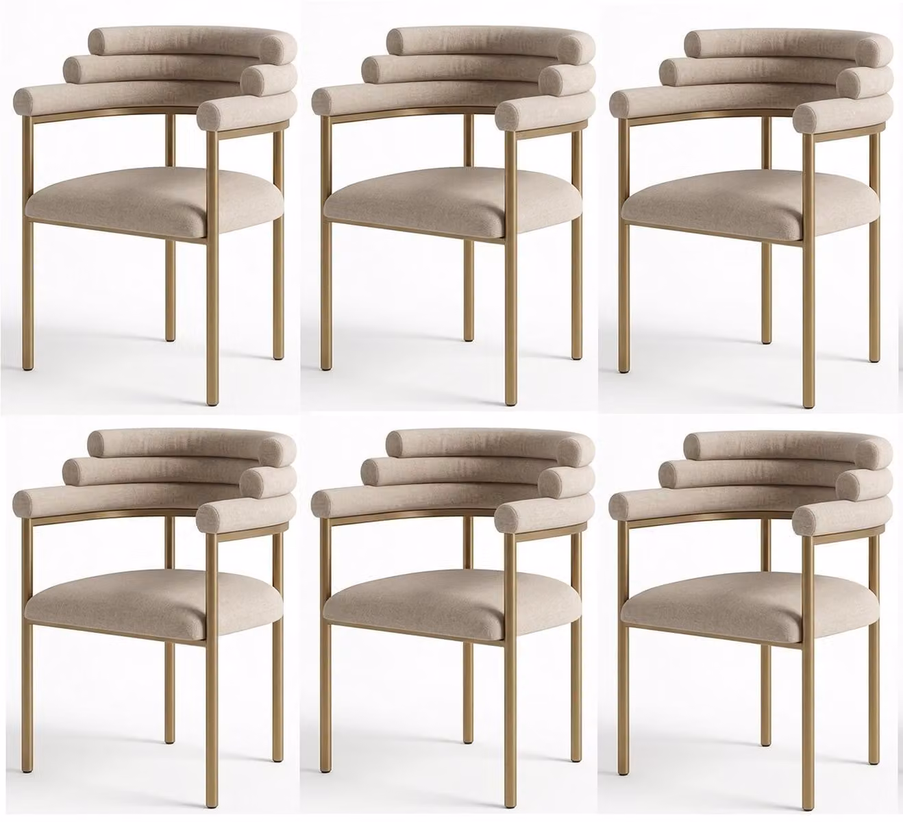 Set di sedie beige, sei sedie, sedie da sala da pranzo, sedie imbottite, sedie