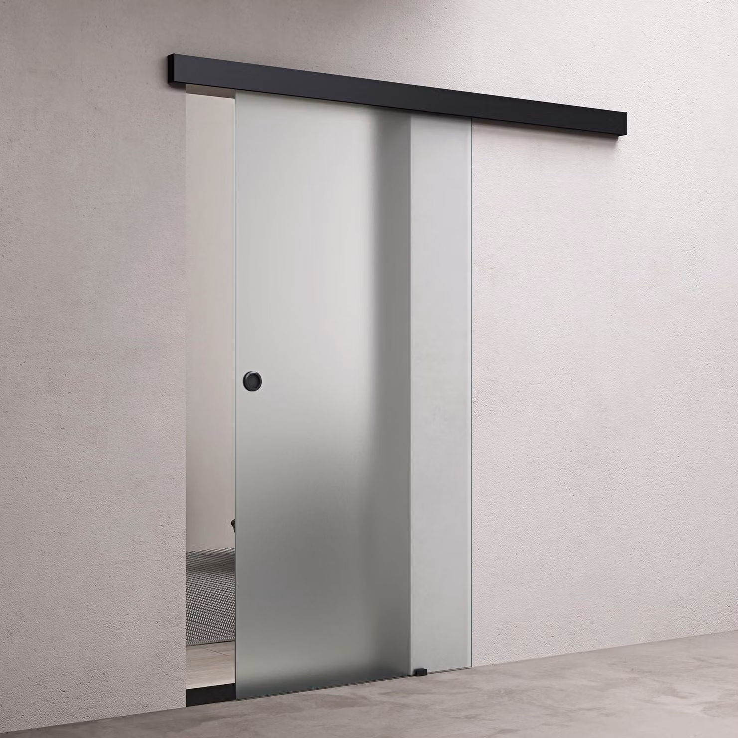 doporro Porta Scorrevole in Vetro Temperato 8 mm Satinato, con Binario in Alluminio Finitura Nera, Soft-Close, 90x205 cm Amalfi12