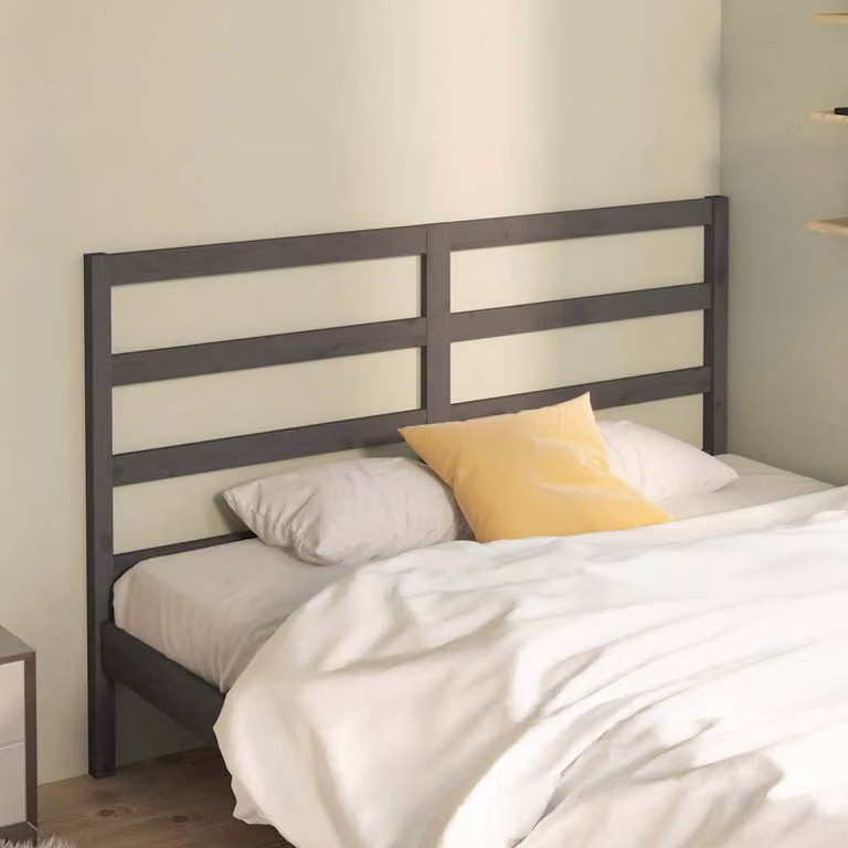 Testiera per Letto vidaXL in Legno Massello di Pino Grigio L: 146 cm, P: 4 cm, H: 100 cm