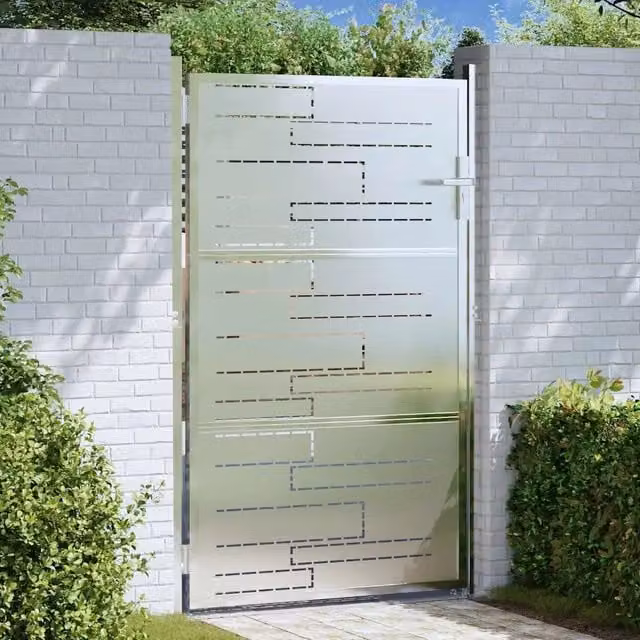 Cancello singolo da giardino vidaXL in acciaio inox color argento L: 125 cm, H: 100 cm, P: 1 cm
