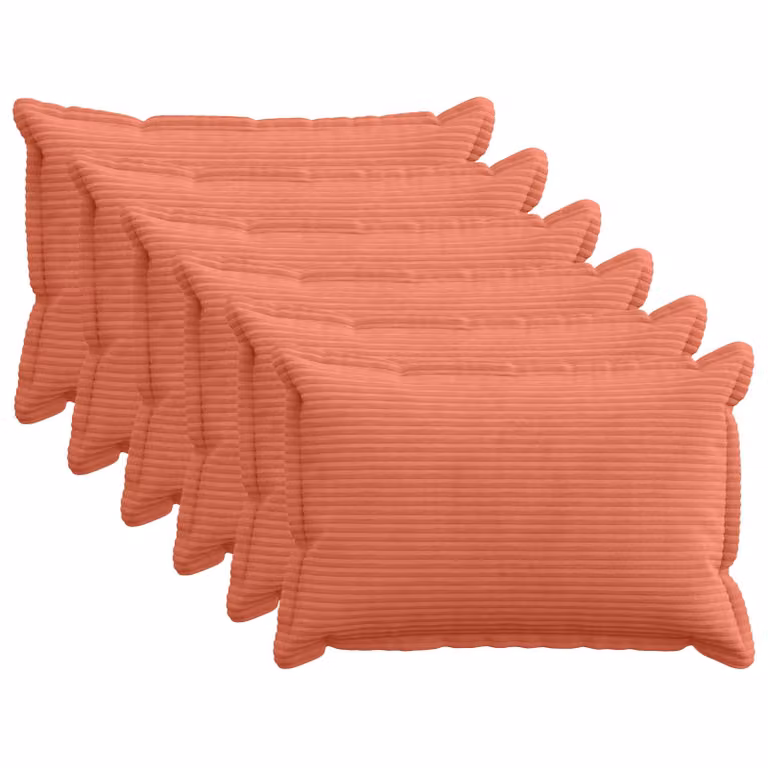 Set di 6 federe vidaXL HOUTEN in velluto a coste, colori rosso e arancio, L 50 cm x P 30 cm