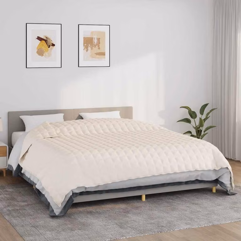 vidaXL Coperta Ponderata in Microfibra e Cotone Beige L: 235 cm, P: 290 cm, Peso: 11 kg