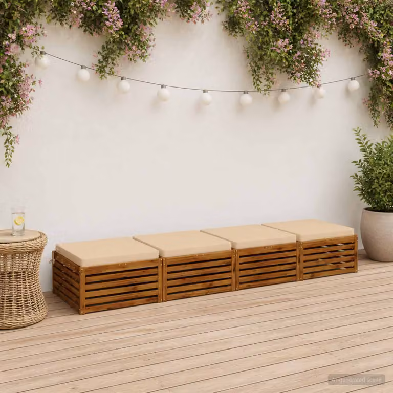 Set di 4 cuscini per sedia vidaXL in poliestere beige con rivestimento lavabile e resistente ai raggi UV