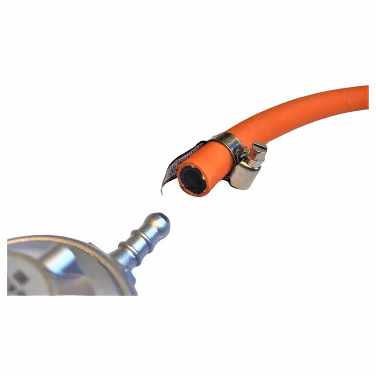 Tubo flessibile per gas propano-butano Zatechs 0,5 m 20 bar Ø9 mm DN 5 tipo 21 - Raccordo a morsetto LKS con raccordo rapido (manicotto) RQS Tubo flessibile per gas per barbecue a gas