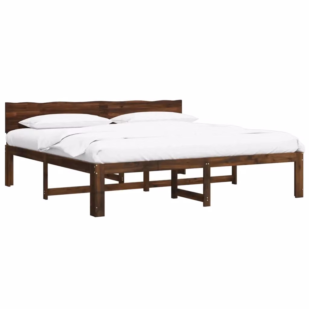 Letto matrimoniale in legno di acacia vidaXL ROSTOCK Marrone, L/P/H: 184 x 200 x 81 cm – 2