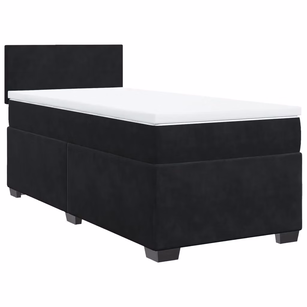 Letto Ibrido con Giroletto a Molle e Materasso vidaXL in Velluto Nero e Bianco L/P/H: 90 x 200 x 100,5 cm – 2