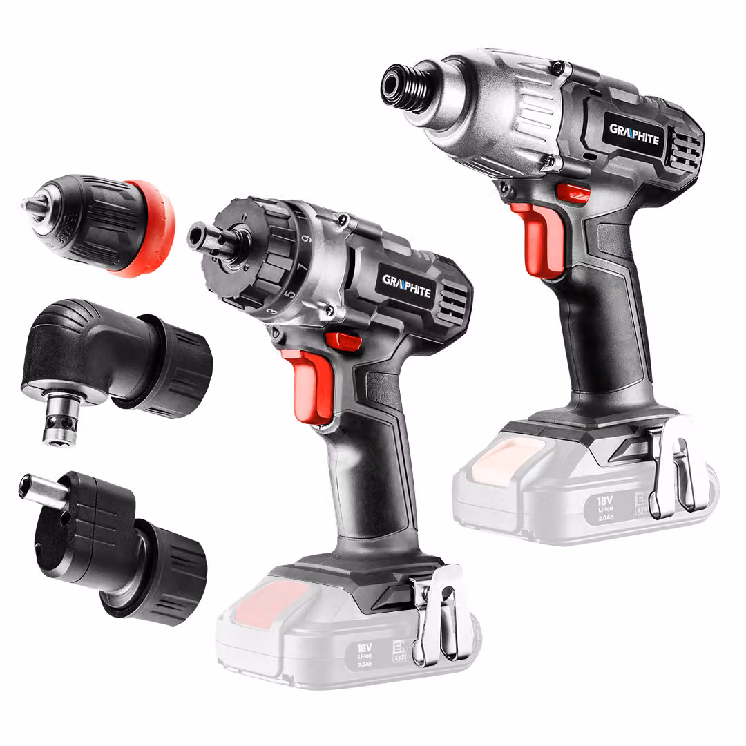 Set di utensili elettrici a batteria GRAPHITE, varie opzioni, senza batteria - trapano/avvitatore + cacciavite
