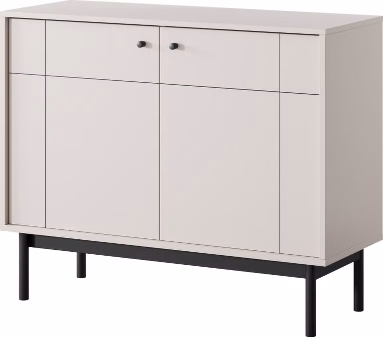 Comodino: 2 ante in effetto cachemire/nero, dimensioni 103,5 x 39 x 83,5 cm