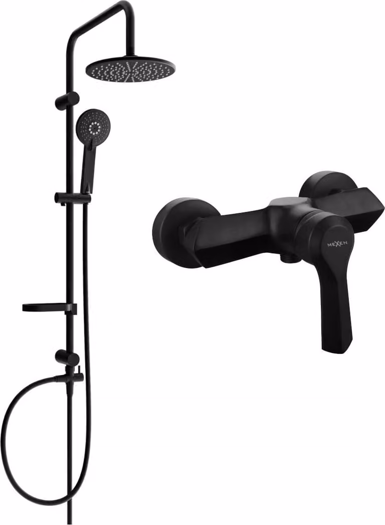 Mexen Carl set doccia esterno con soffione e miscelatore doccia Sabre, nero - 72140240-70