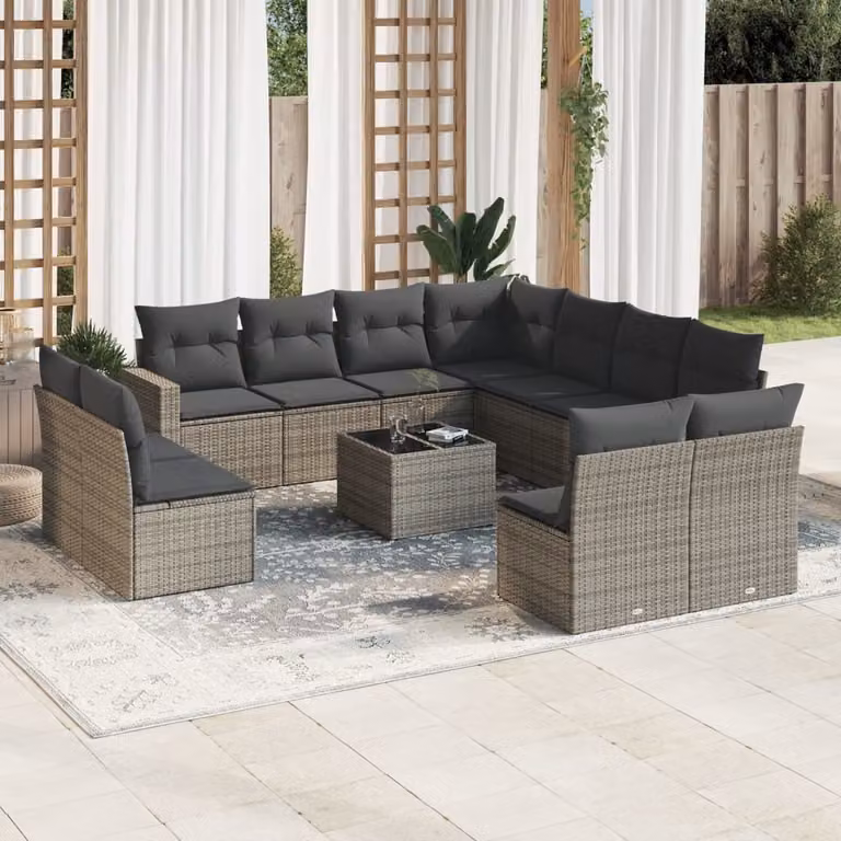 Maison Exclusive - Set Divani da Giardino 12 pz con Cuscini Grigio in Polyrattan
