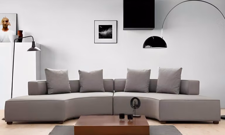 Ecksofa U-Form Modern Design Textil Material Weiß Einfarbig Textil Holz