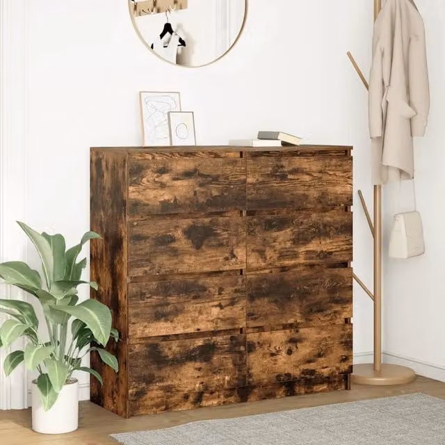 Credenza-Buffet-Armadio da cucina Rovere Fumo 100x35x99 cm in Legno Multistrato