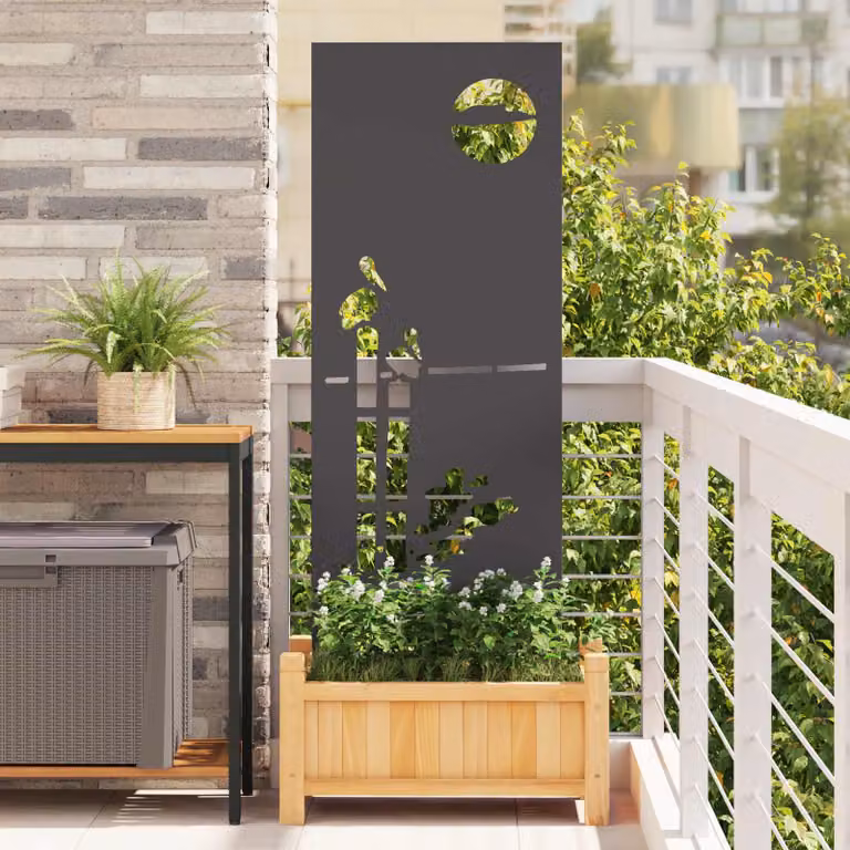 Paravento per privacy da giardino vidaXL in acciaio nero, L: 50 cm, H: 140 cm