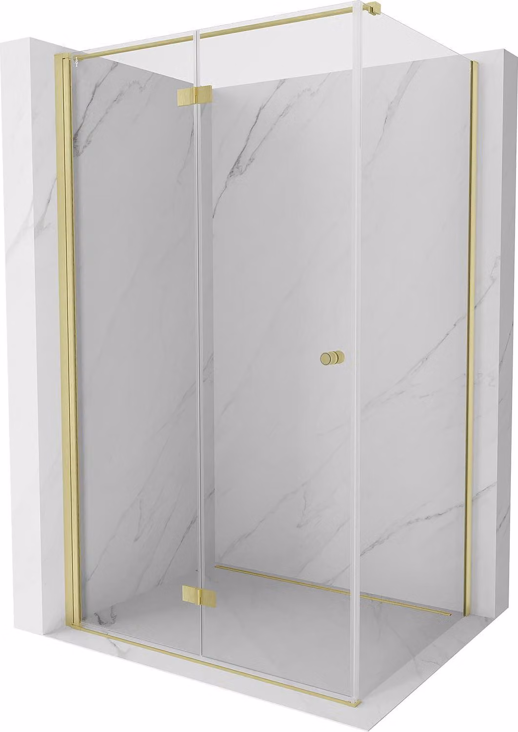 Mexen Mist-F cabina doccia pieghevole sinistra 90 x 75 cm, trasparente, oro spazzolato - 8A6T-090-075-55-00-L