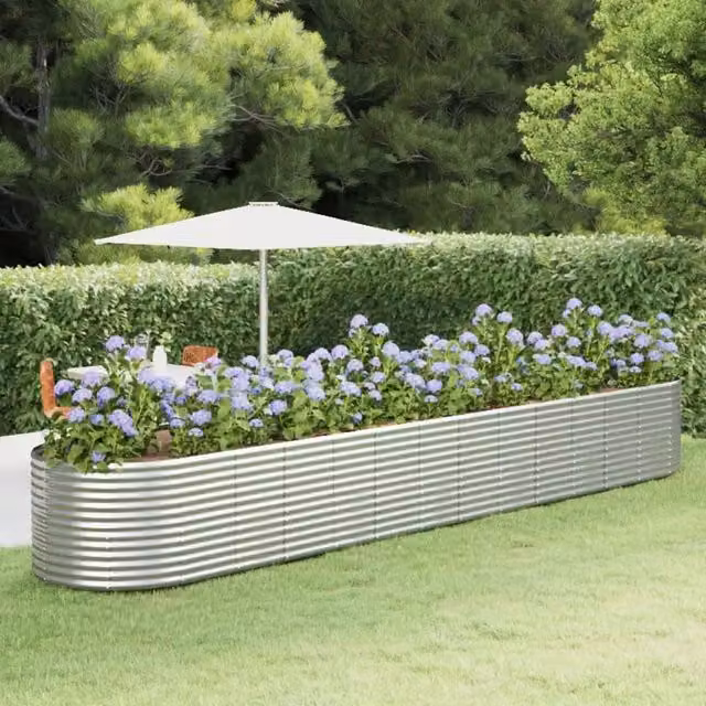 Letto Giardino Acciaio Verniciato Polvere 554x100x68cm Argento 319087