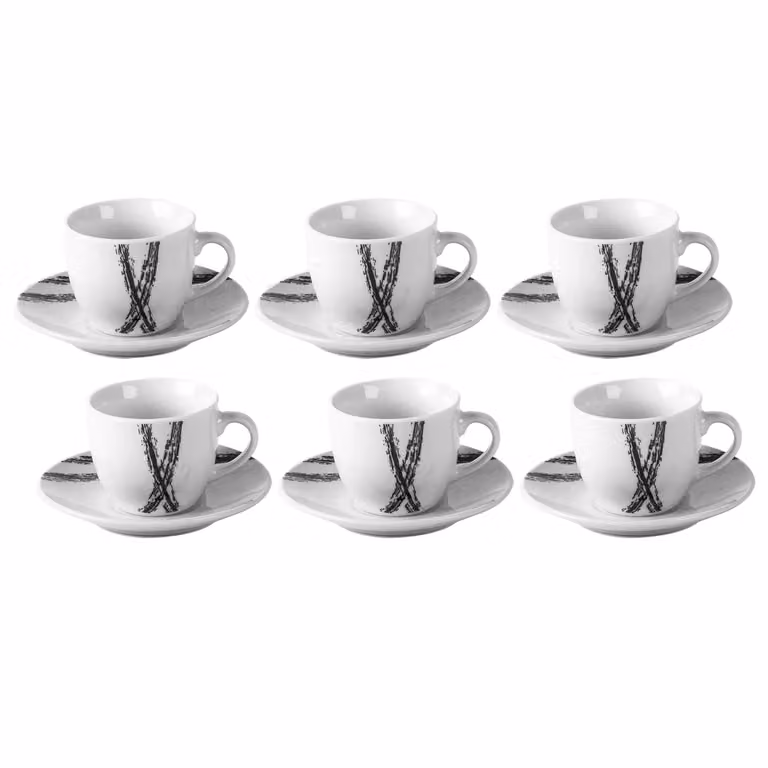 Servizio da caffè in porcellana Gusto Casa Abstract Black con 6 tazzine e piattini