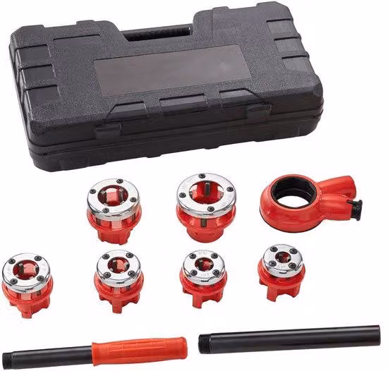 Kit di taglio manuale per tubi zincati, in alluminio, ferro e rame – da 1/4 a 1-1/4 pollici NPT – completo di 6 utensili NPT e custodia per il trasporto