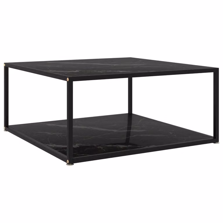 The Living Store tavolino nero 80x80x35 cm in vetro temperato