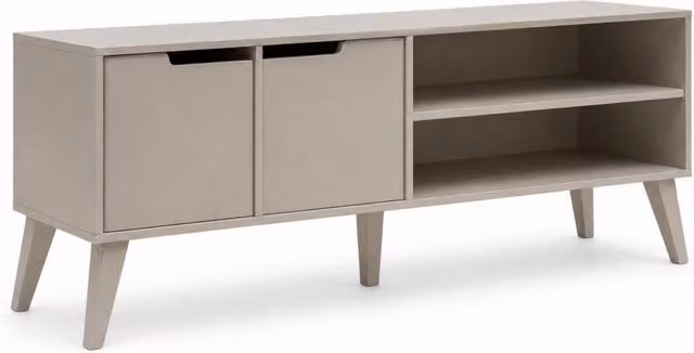Mobile Porta Televisore in MDF Stile Scandinavo con 2 Ante e 2 Vani A Giorno Colore Cashmere L 160 x P 40 x H 55 cm – 1