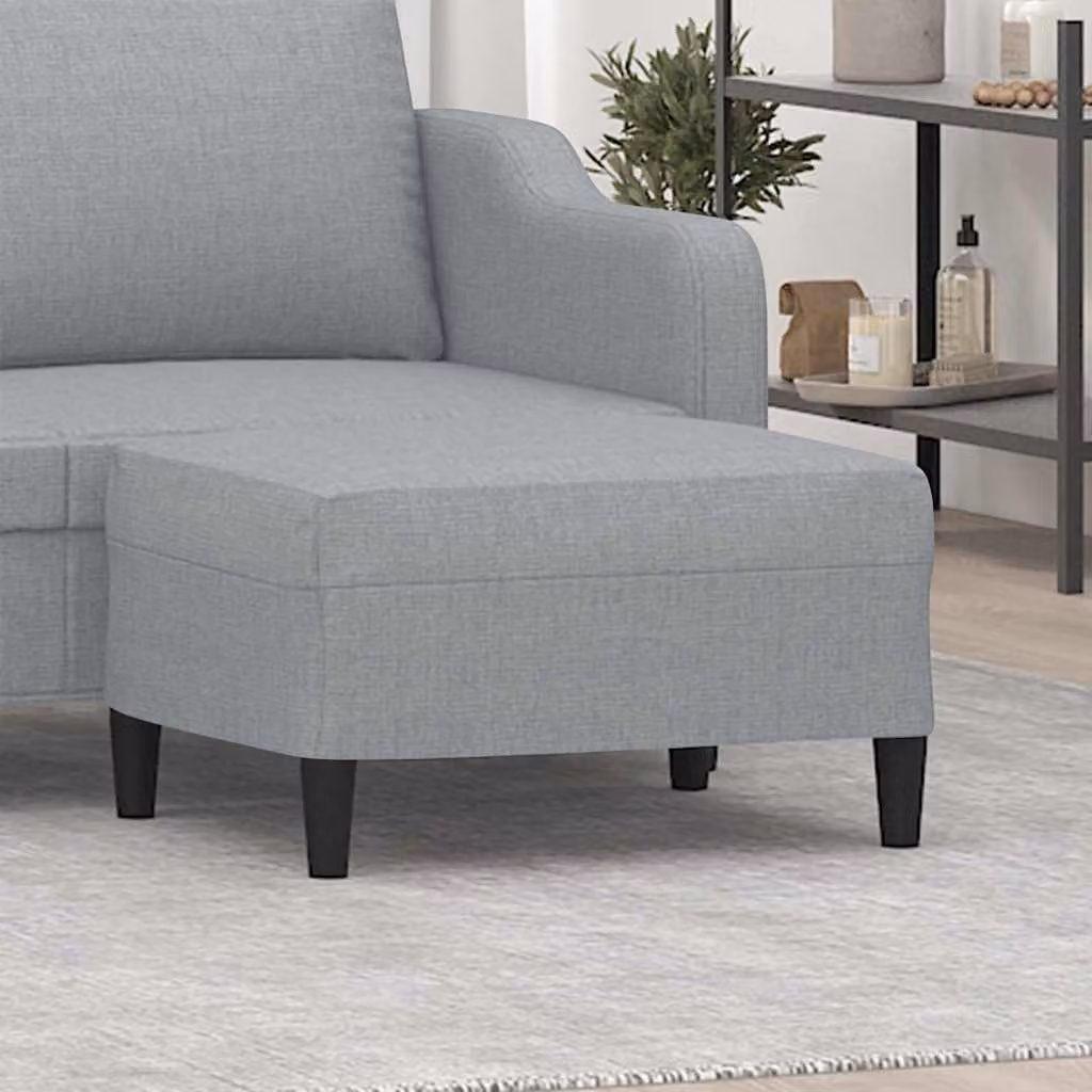 Poggiapiedi vidaXL Grigio Chiaro in Tessuto con Struttura in Legno L: 70 cm, P: 55 cm, H: 41 cm