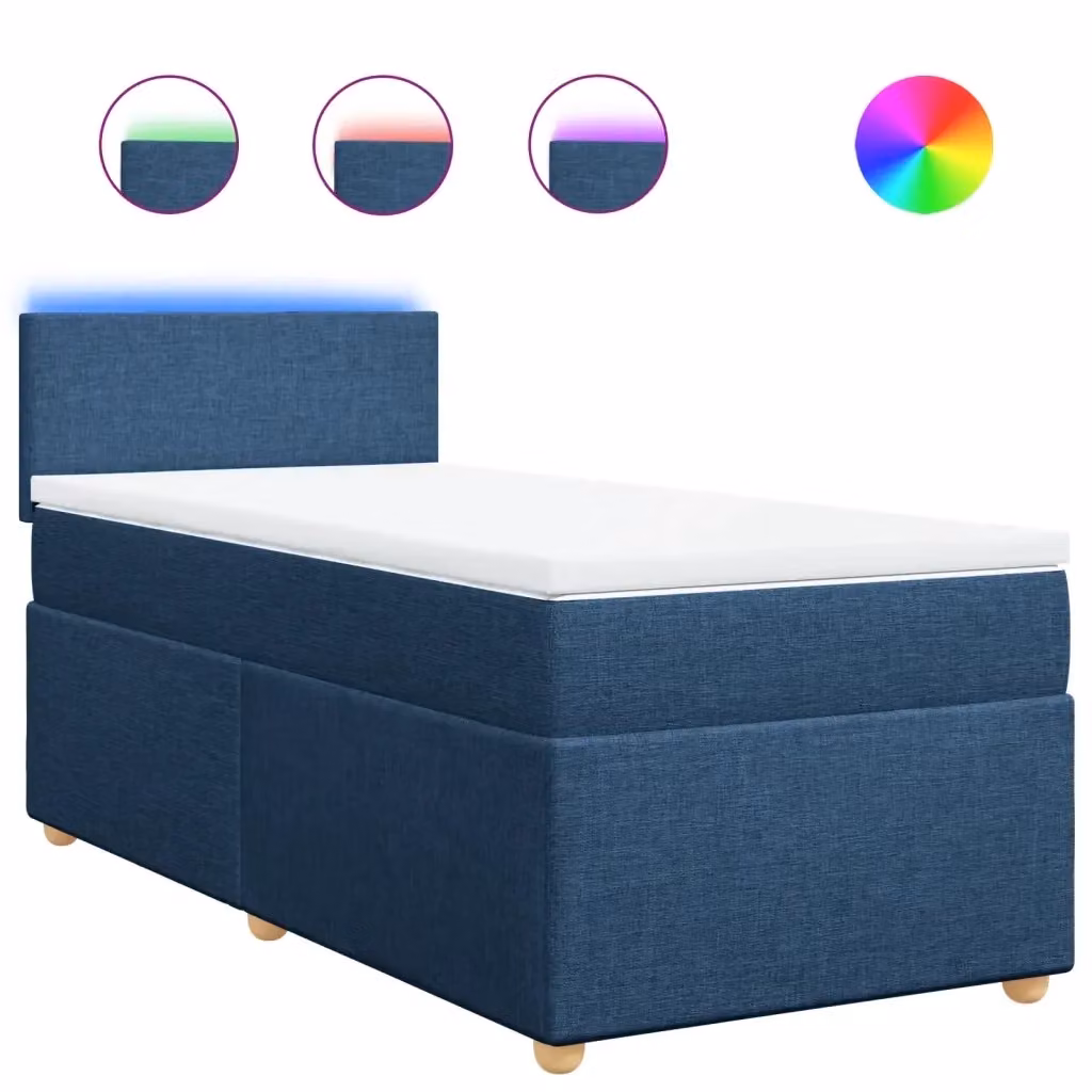 Letto con Giroletto a Molle e Materasso vidaXL, Blu e Bianco, L 80 cm x P 200 cm – 2