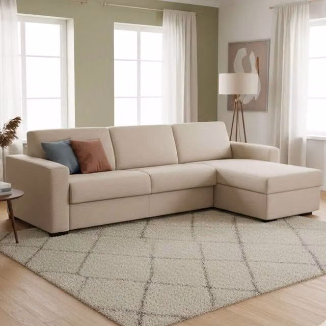 Divano Letto Allegria Talamo Italia con Penisola Sfoderabile, L Made in Italy, Grigio, L: 260 cm, P: 95 cm – 1