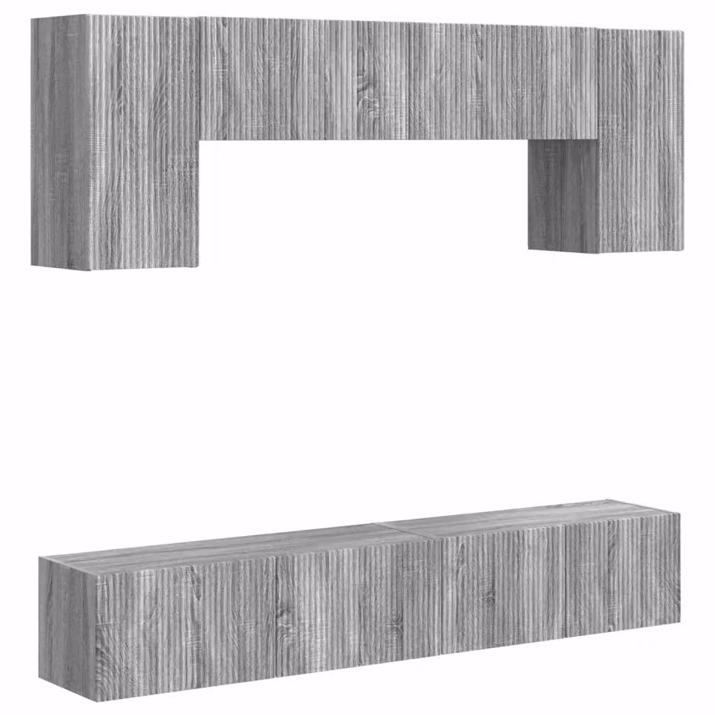 Set mobile TV moderno vidaXL 4 pezzi Grigio Sonoma in legno e MDF per soggiorno – 2