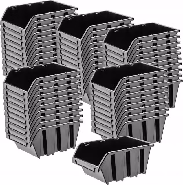 Set di 50 vassoi portaoggetti per officina KADAX in plastica nera, L: 23 cm, P: 16 cm