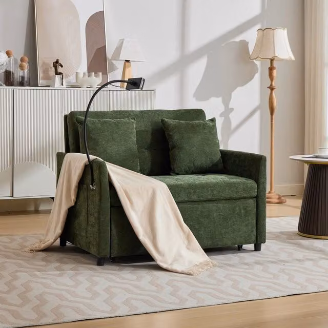 Divano letto singolo ¨C Minimal ¨C tessuto grigio, pieghevole multifunzione 190x90x65