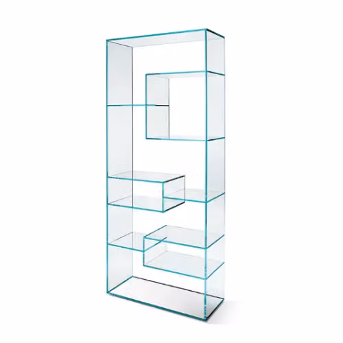 Libreria Liber in vetro con base a specchio Tonelli Design