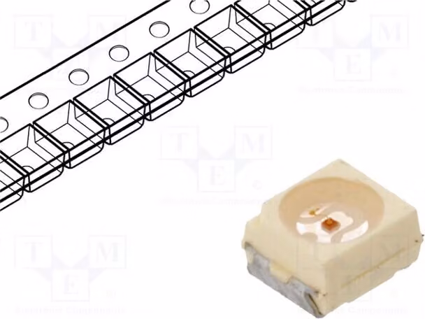 5 LED verdi, 4,5-12 mcd, tecnologia 3528, PLCC2, dimensioni 3,5x2,8x1,75 mm, SMD, angolo di emissione 60°, corrente di funzionamento 20 mA, modello VLMG3100-GS08