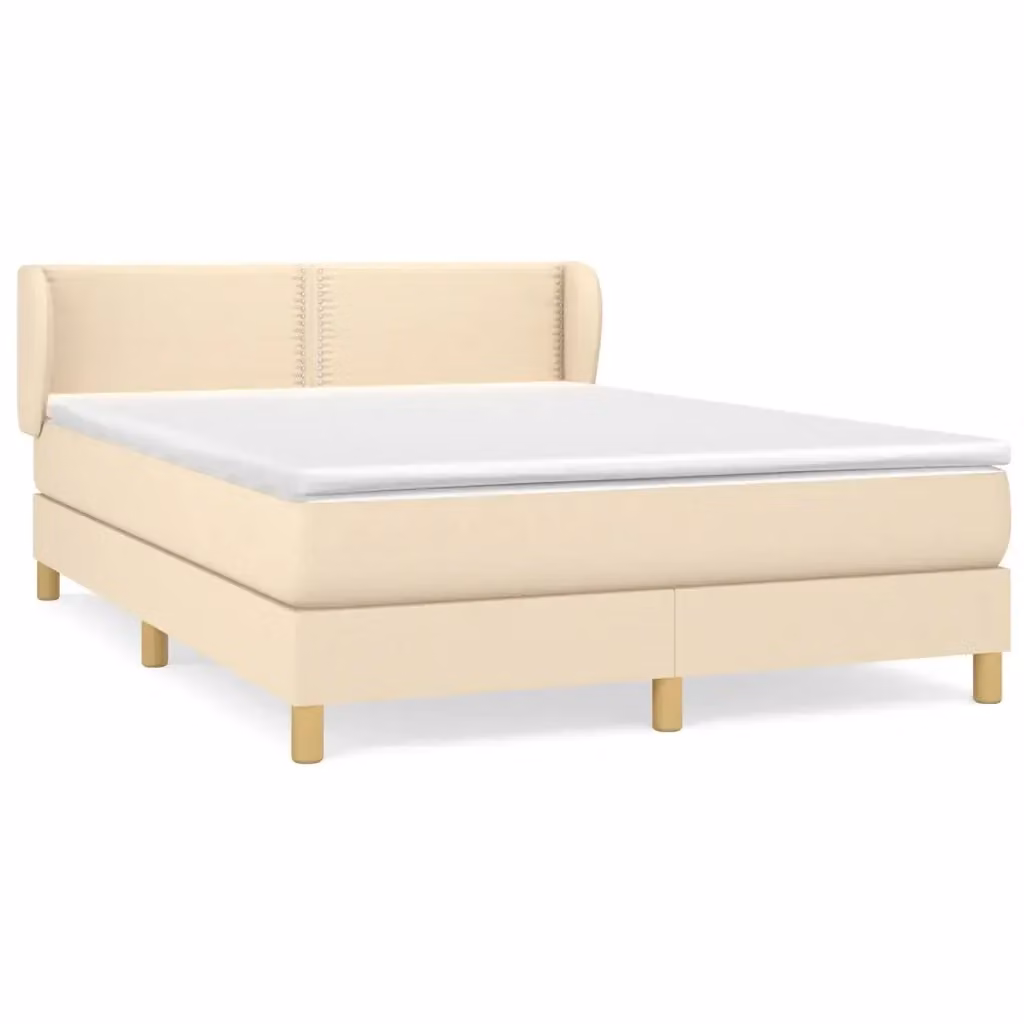 Letto Ibrido vidaXL con Giroletto a Molle e Materasso in Tessuto Beige e Bianco L/P/H: 203 x 147 x 88 cm – 2