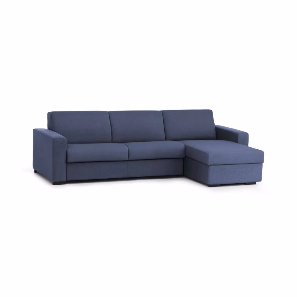 Divano Letto Aika Talamo Italia, Divano ad Angolo con Penisola Contenitore Reversibile e Apertura Girevole, L/P/H: 280 x 95 x 90 cm, Blu – 2