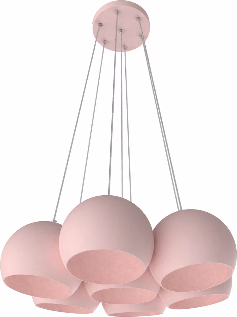 Lampada a sospensione JOE, 7XE27, max. 42 W, metallo, rosa, D25 cm