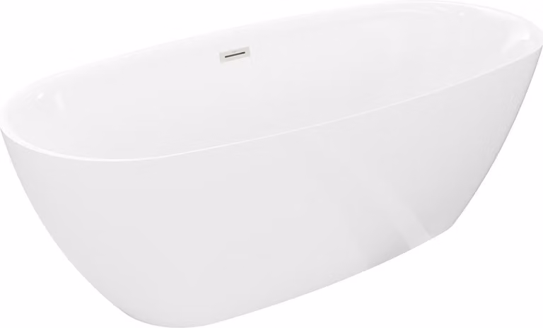 Mexen Luvo Slim vasca da bagno freestanding 170 x 75 cm, bianca, troppopieno nichel spazzolato - 52801707500-97