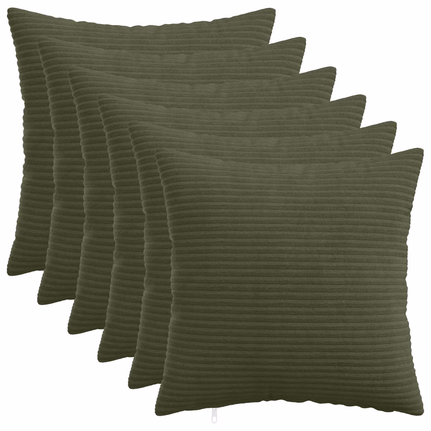 Set di 6 federe vidaXL HEERLEN in velluto a coste, colore verde, 30 x 30 cm