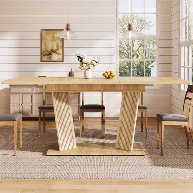 Tavolo da pranzo allungabile MIVRAY rettangolare in MDF e metallo, colore marrone, L: 120 cm, P: 80 cm, H: 76 cm