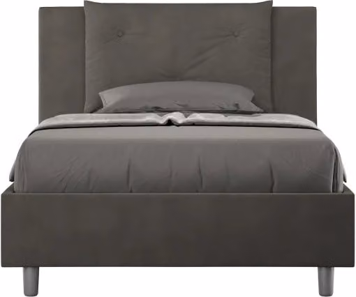 Letto imbottito 1 piazza e mezza 120x190 cm Appia - Senza rete,Microfibra,Grigio