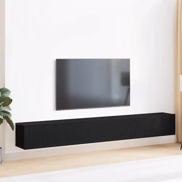Set di mobili TV moderno vidaXL in 3 pezzi, colore nero, in legno ingegnerizzato MDF per soggiorno