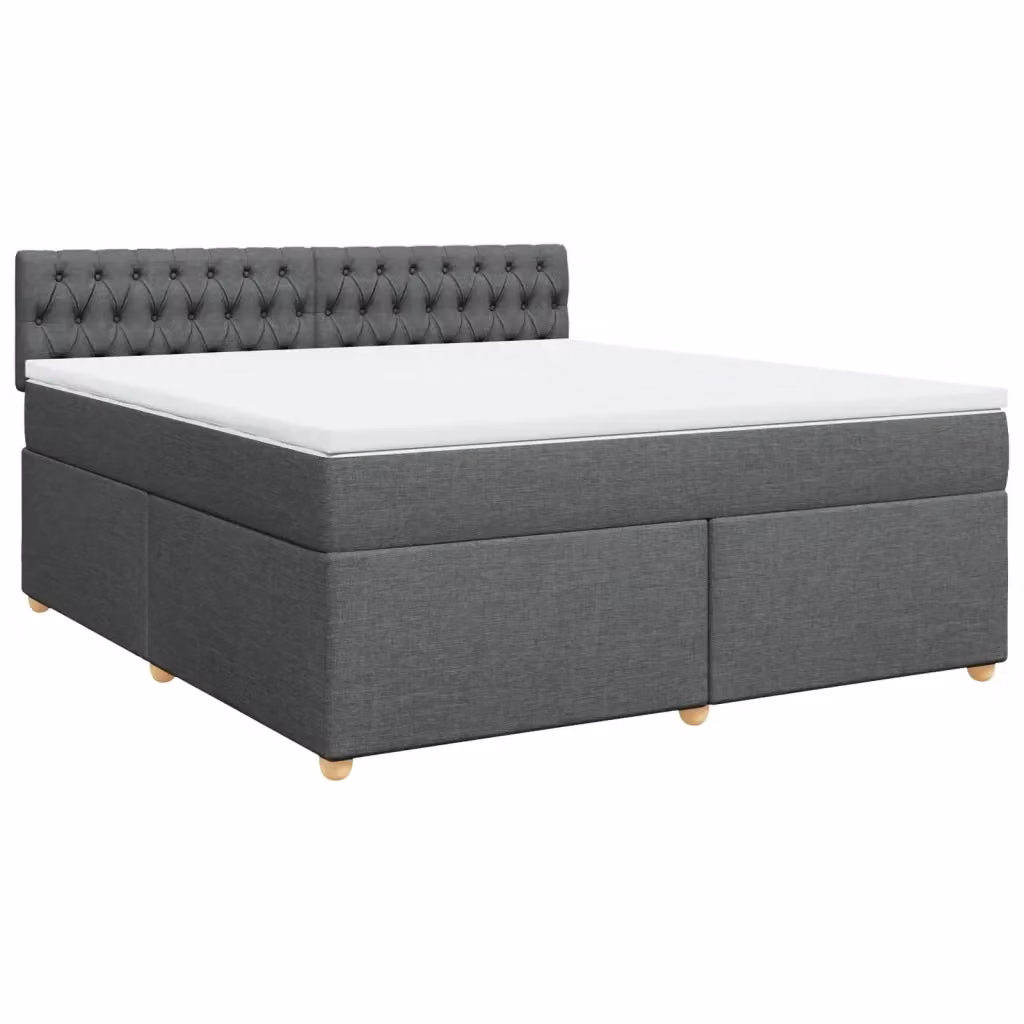 Letto Ibrido vidaXL con Giroletto a Molle e Materasso in Tessuto Grigio e Bianco L/P: 180 x 200 cm – 2